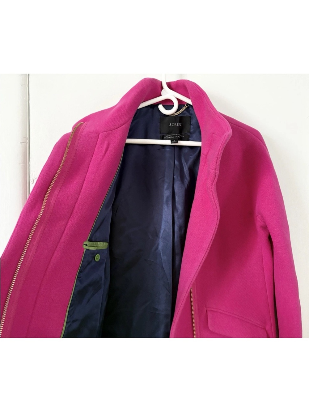 J Crew Cocoon Pink Italian Stadium Cloth Nello Gori Wool Long Coat Jacket Sz 4 - Picture 13 of 16